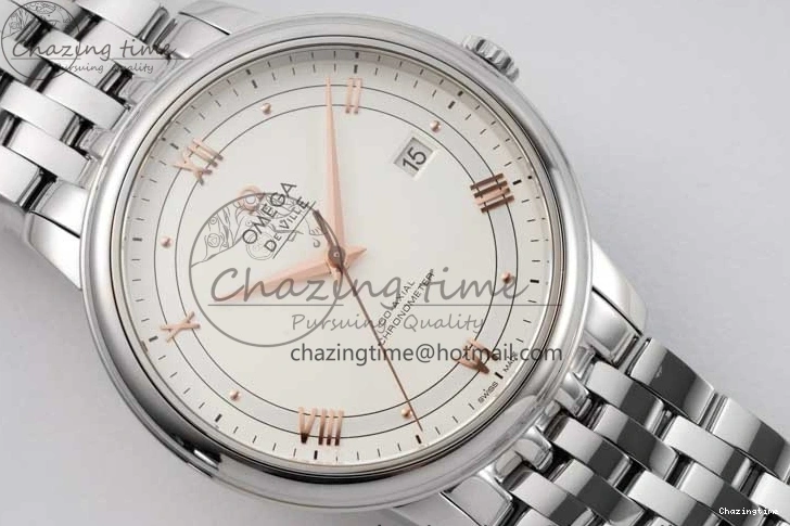 0503 Casual De Ville SS DIWF 1:1 Best Edition White Dial RG Markers on SS Bracelet MIYOTA 7847